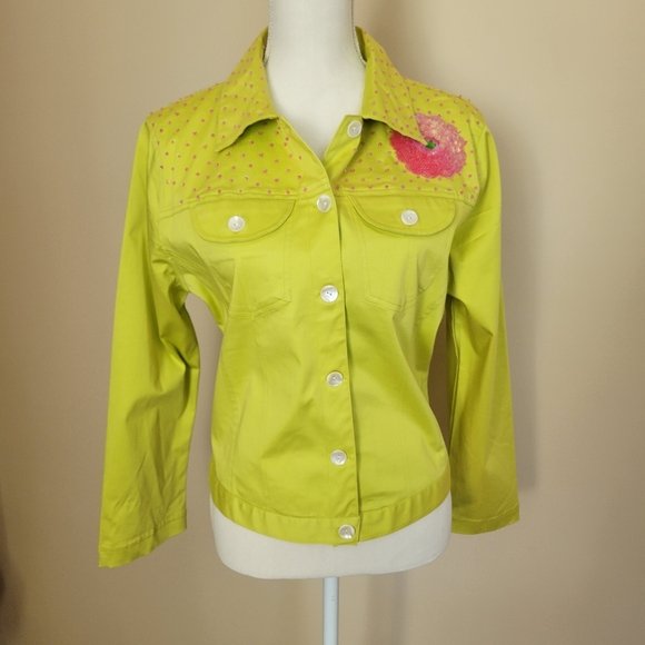 Casey Coleman Apple Green Pink Sequinned Jacket - Picture 1 of 7